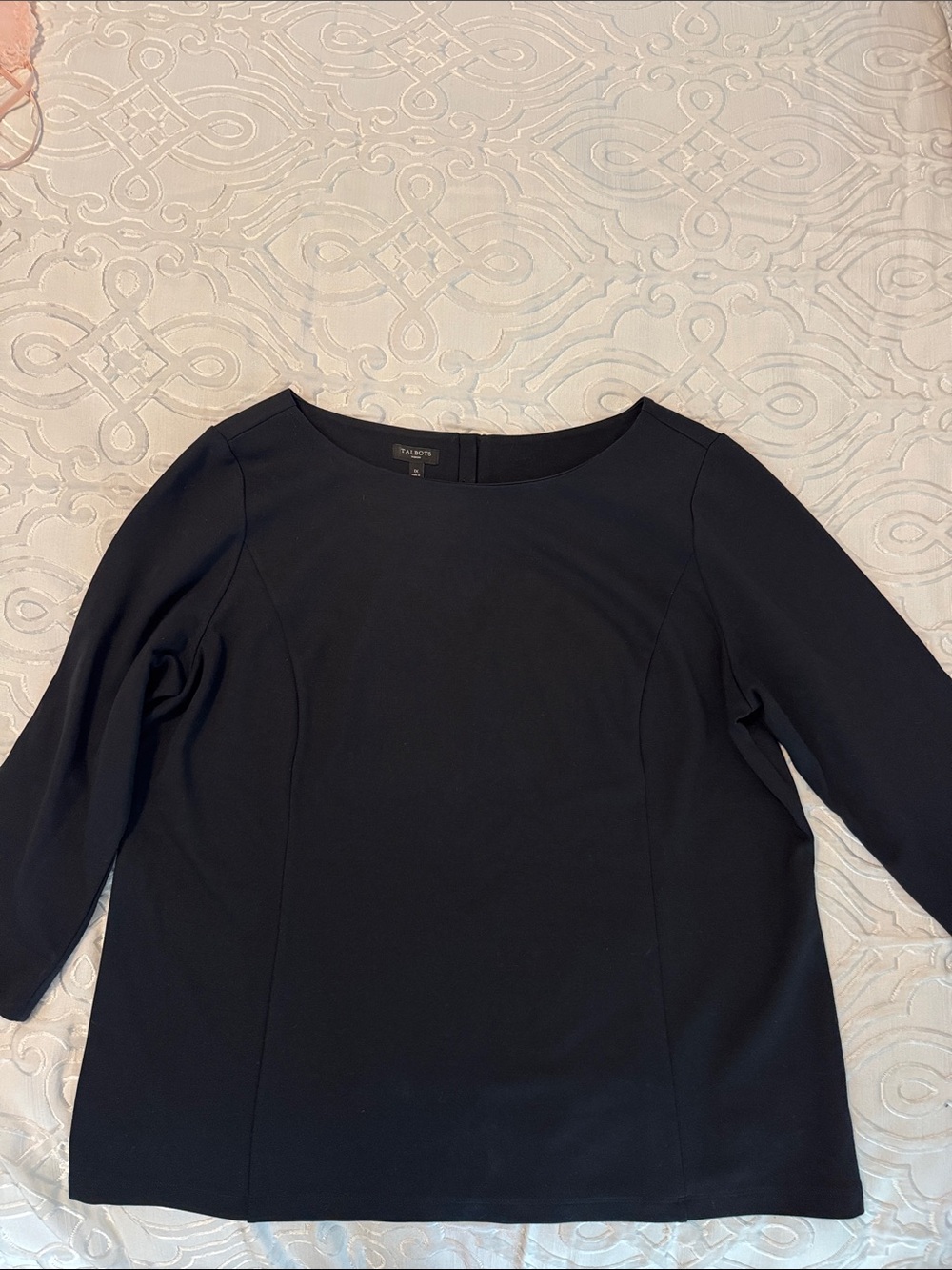 Talbots Black Scoop Neck 3/4 Sleeve Top